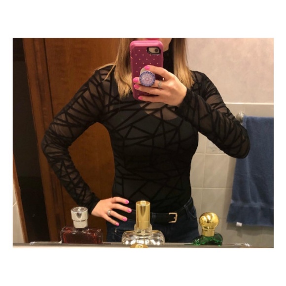 Sexy Rhinestone See Through Mesh Clubwear Bodysuit - Picture 4 of 4